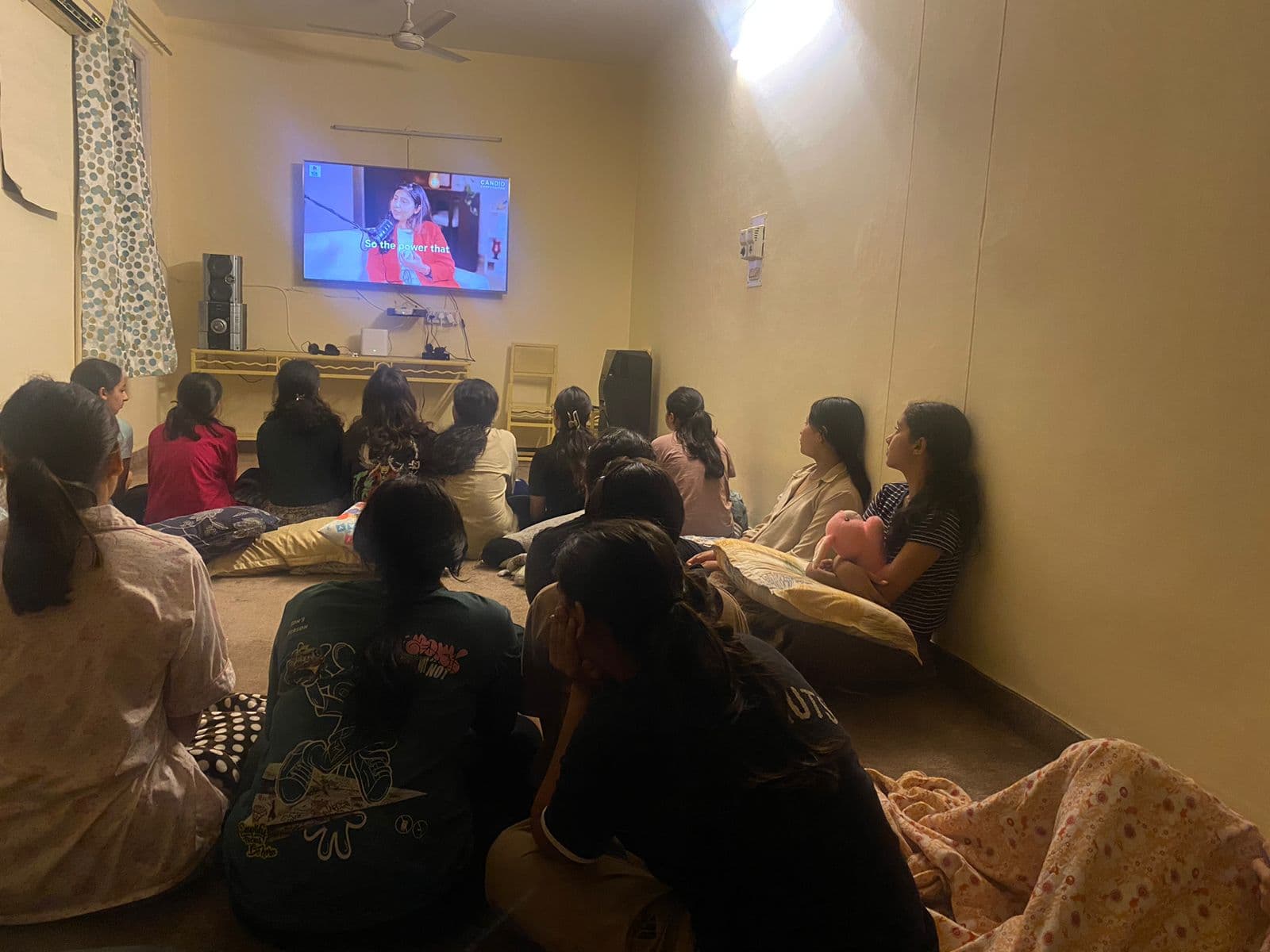 Girls watching a podcast together