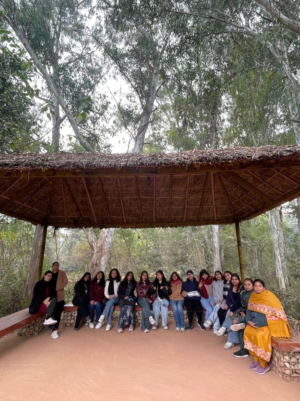 Hostel residents on a group outing with their warden
