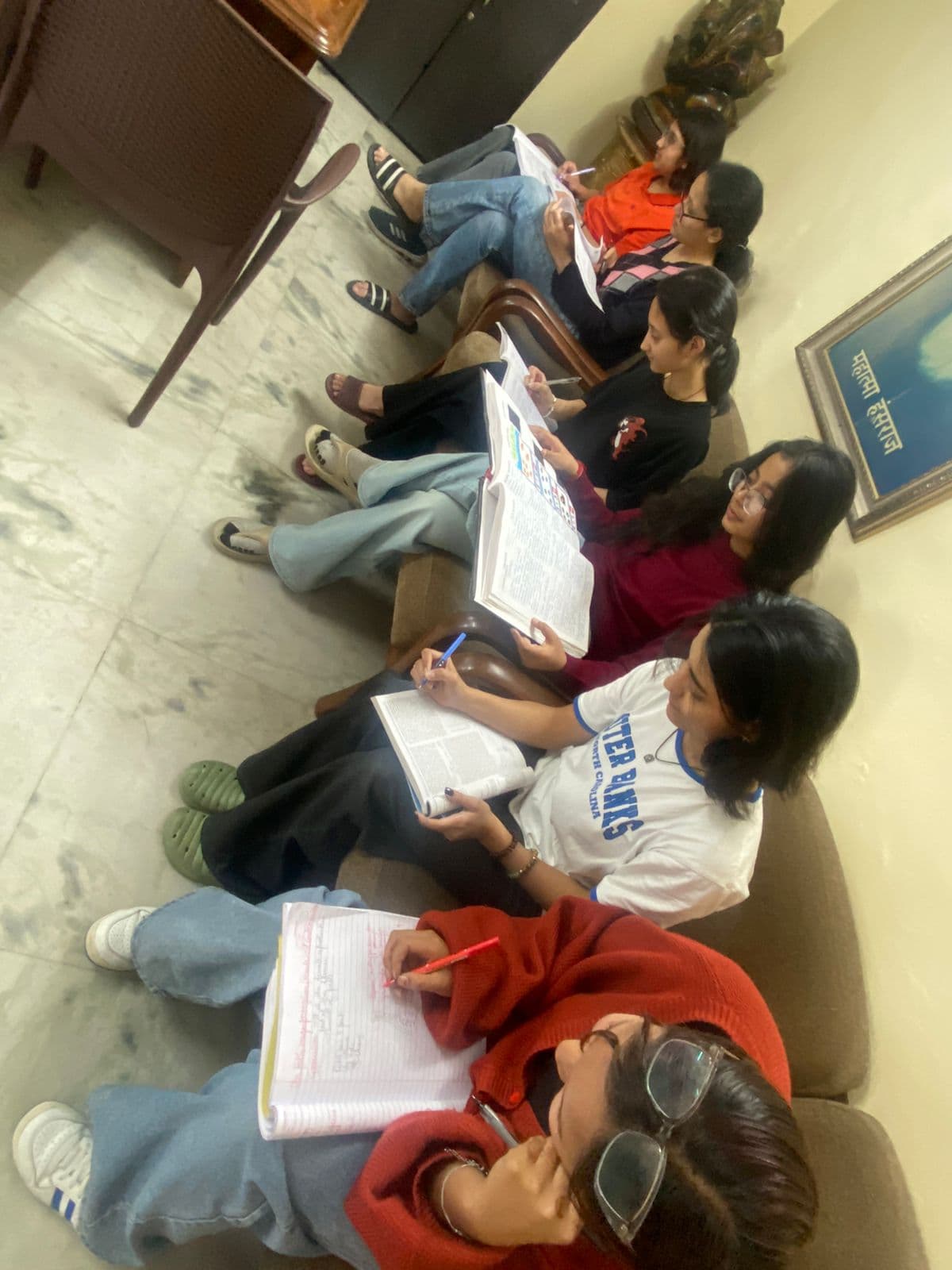 Group study in the lounge